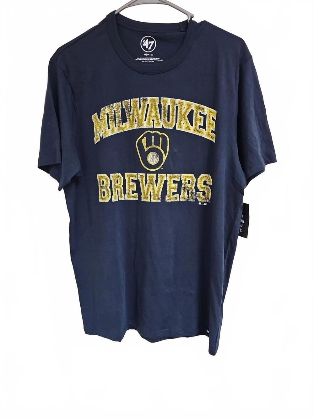 Milwaukee Brewers 47 Brand Cotton MLB Union Arch T-Shirt Size Medium